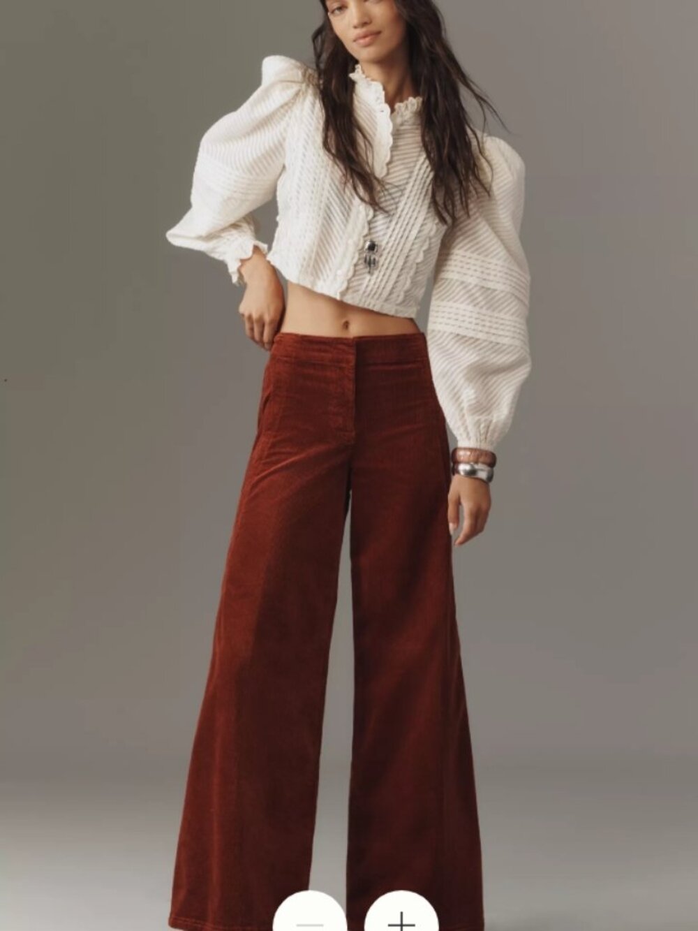 NWT Maeve Corduroy Scallop Wide-Leg Pants Cinnamon Size 25